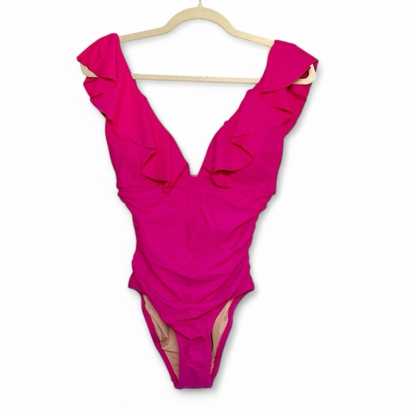 Pink Ruffled One-Piece Swimsuit - Picture 4 of 6